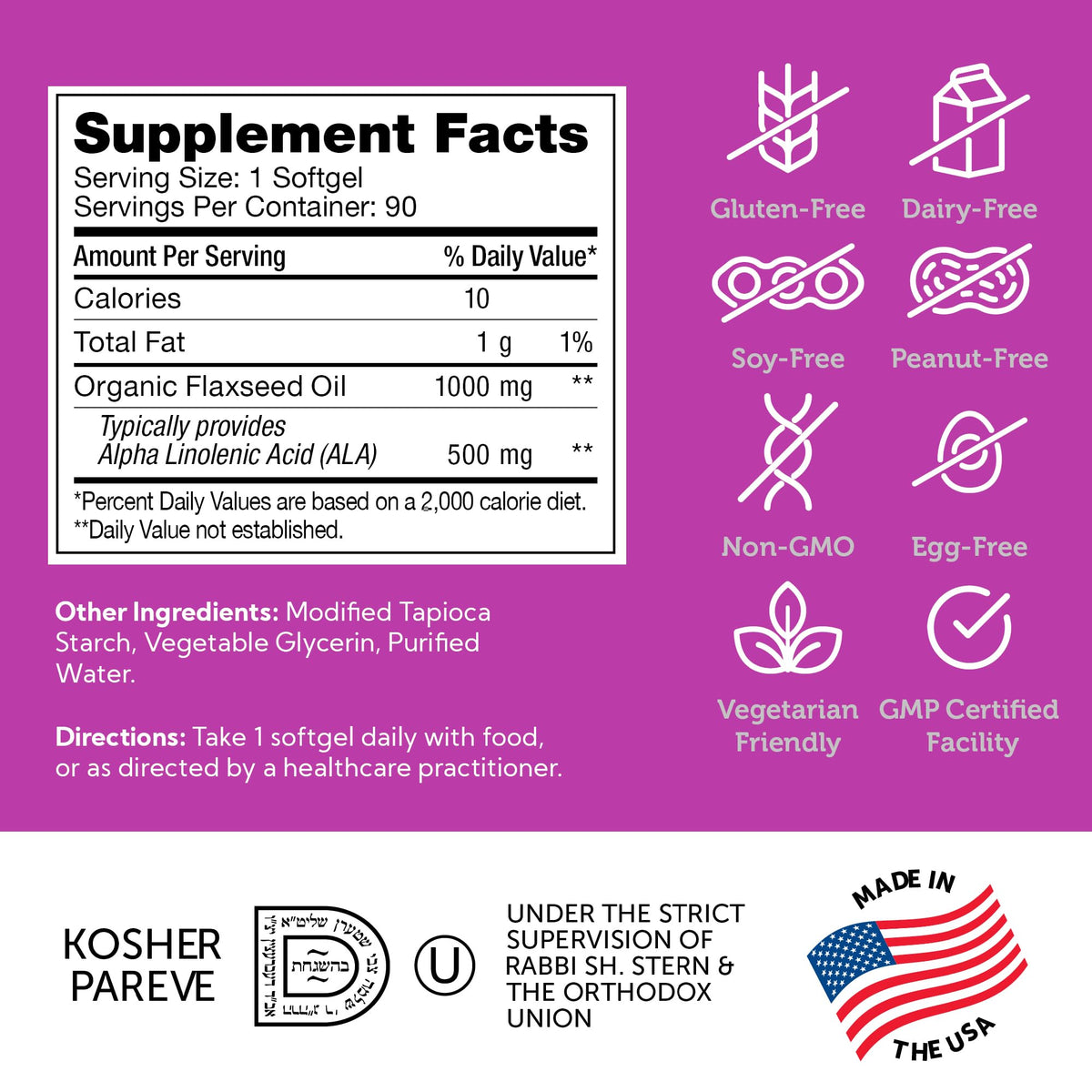 Organic Flaxseed Oil 1000mg Softgels 90 Count C868866