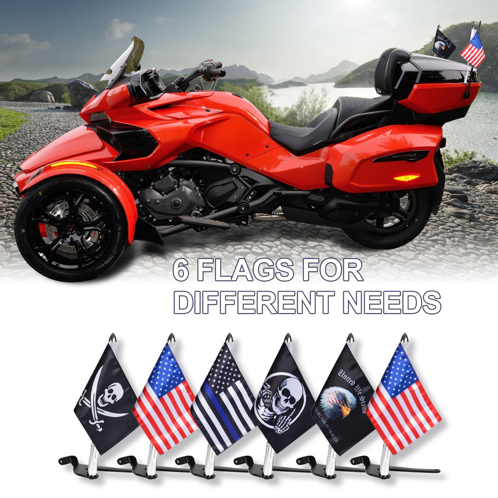2 Pack Stainless Steel Flag Pole Mount Kit with 6pcs Flags M154619