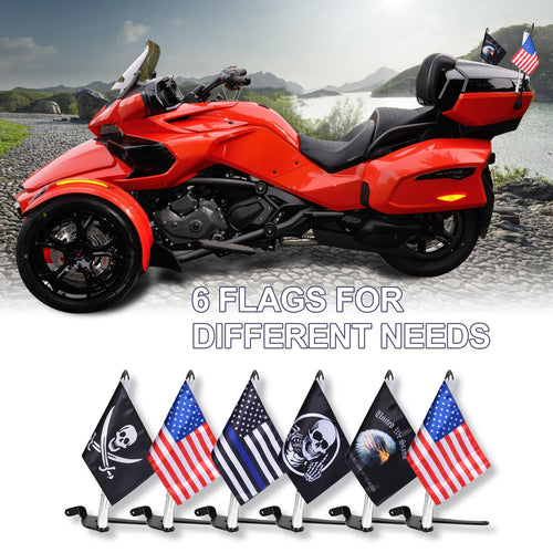 2 Pack Stainless Steel Flag Pole Mount Kit with 6pcs Flags M154619