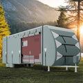 24-27FT Waterproof 7-Layer Camper Cover with Tongue Jack Cover, Tire Covers, Gutter Covers I291177