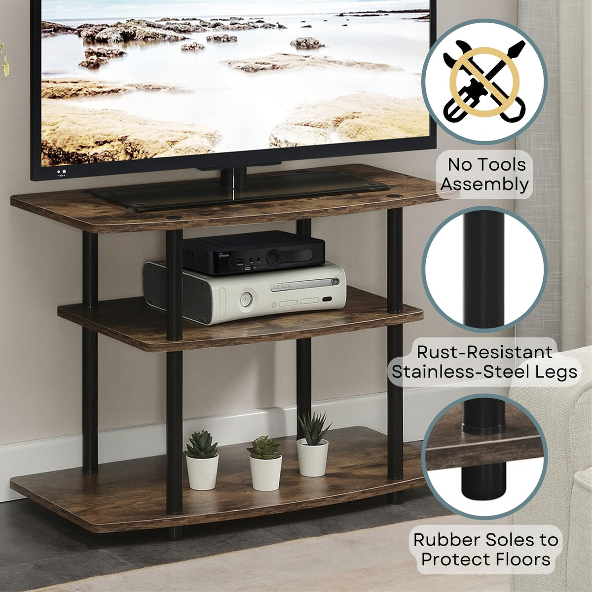 3-Tier TV Stand with Shelves H7623