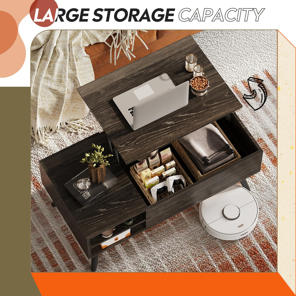 Lift Top Coffee Table with Hidden Storage, Black G881536