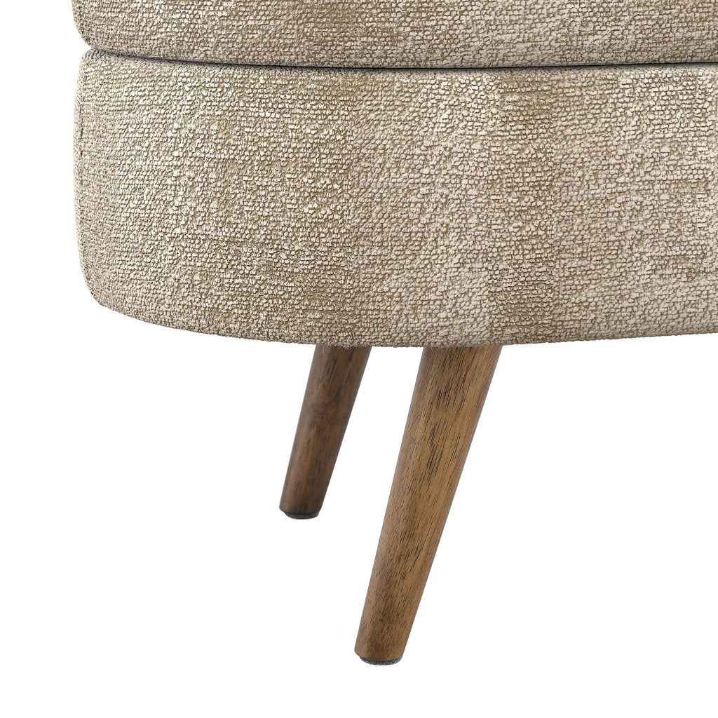 Oval Storage Bench with Rubber Wood Legs, Gray L2096