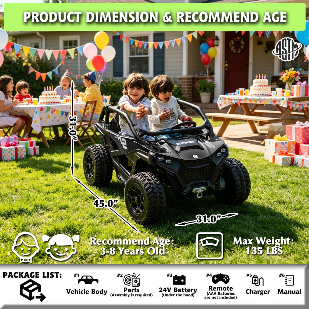 Black 2-Seater 4WD Ride On Car I465