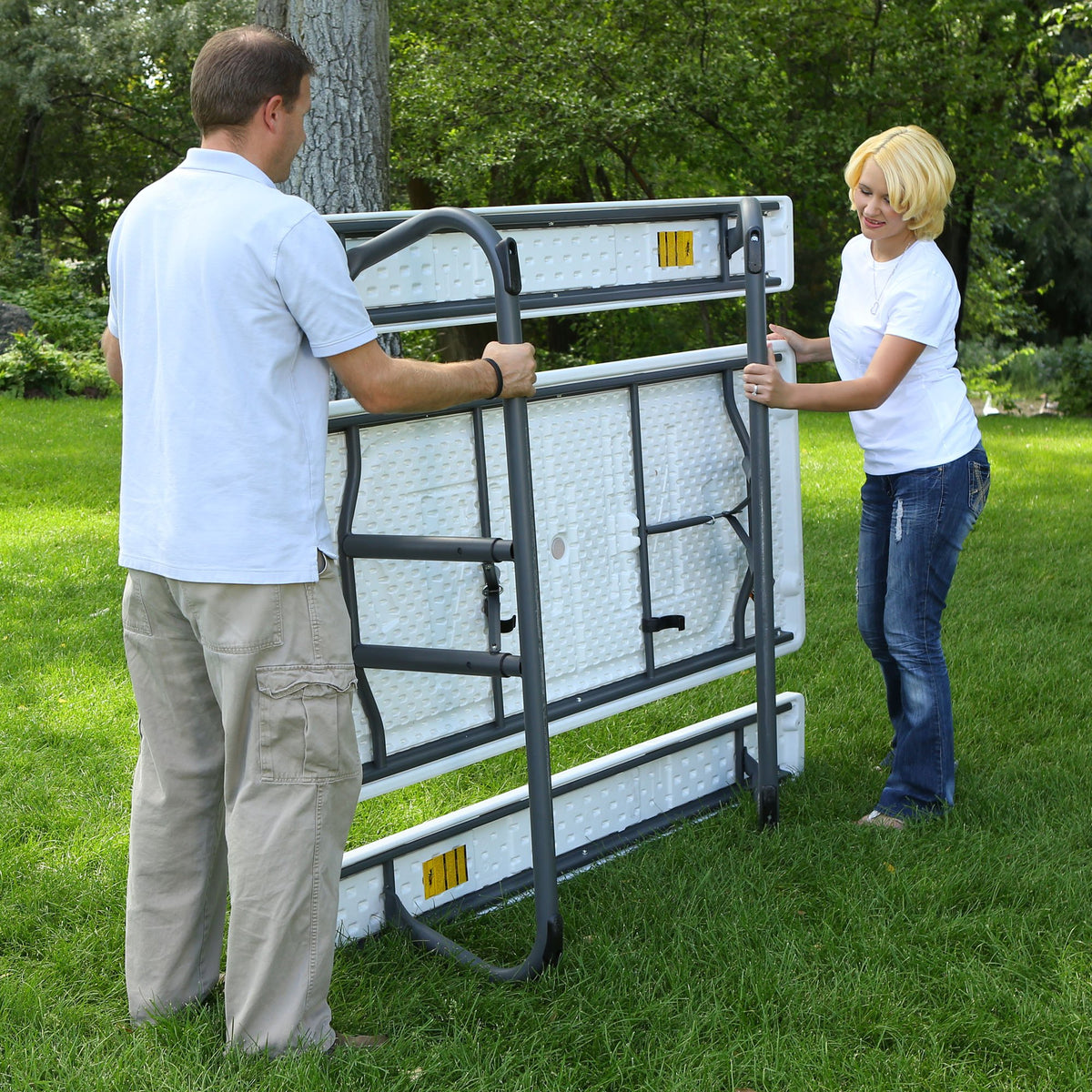 Folding Picnic Table 6 Feet White Granite I356047