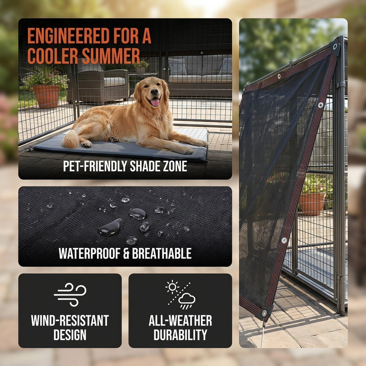 Dog Kennel Shade with 95% Sun Blockage H903