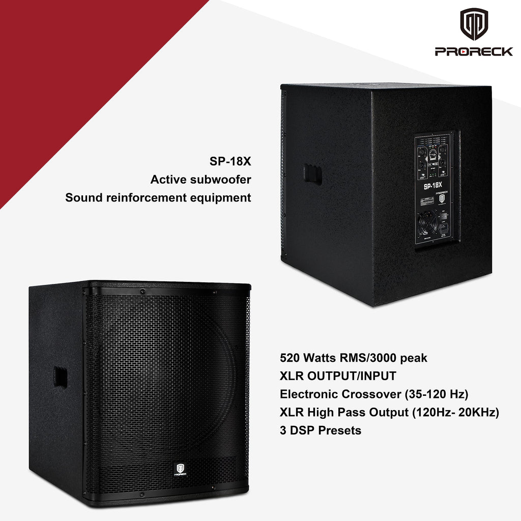 18 inch 3000W Powered PA DJ Subwoofer with Class-D Amplifier, Black J962120
