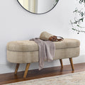 Oval Storage Bench with Rubber Wood Legs, Gray L2096