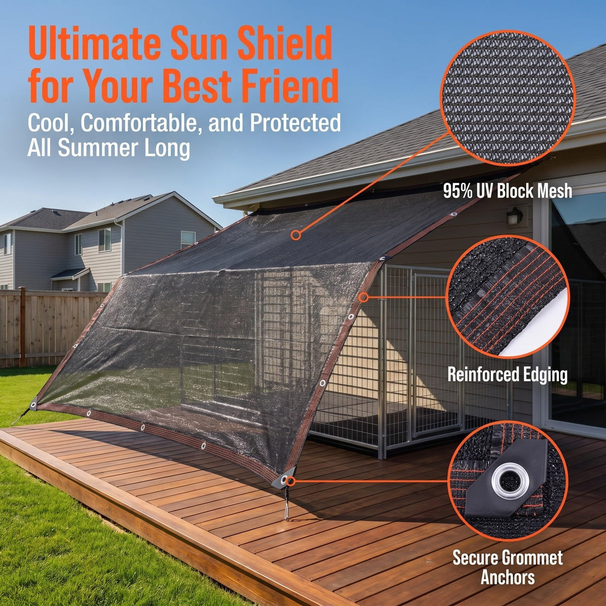Dog Kennel Shade with 95% Sun Blockage H903