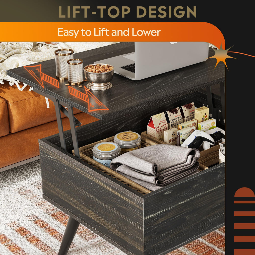 Lift Top Coffee Table with Hidden Storage, Black G881536